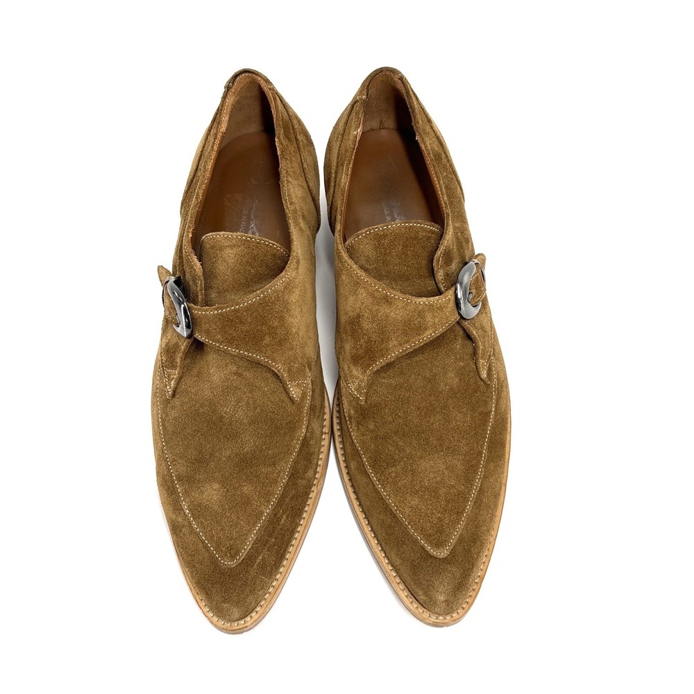 Alessandro Vasini Adrian Monk Strap Shoe Mens 7 EU 40 Tobacco Suede Brown $615